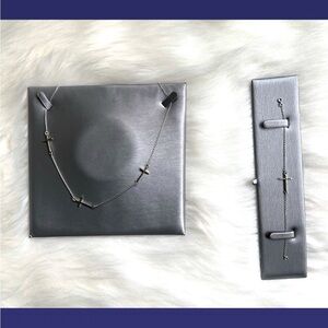 Silver .925 Cross Necklace and Bracelet Set